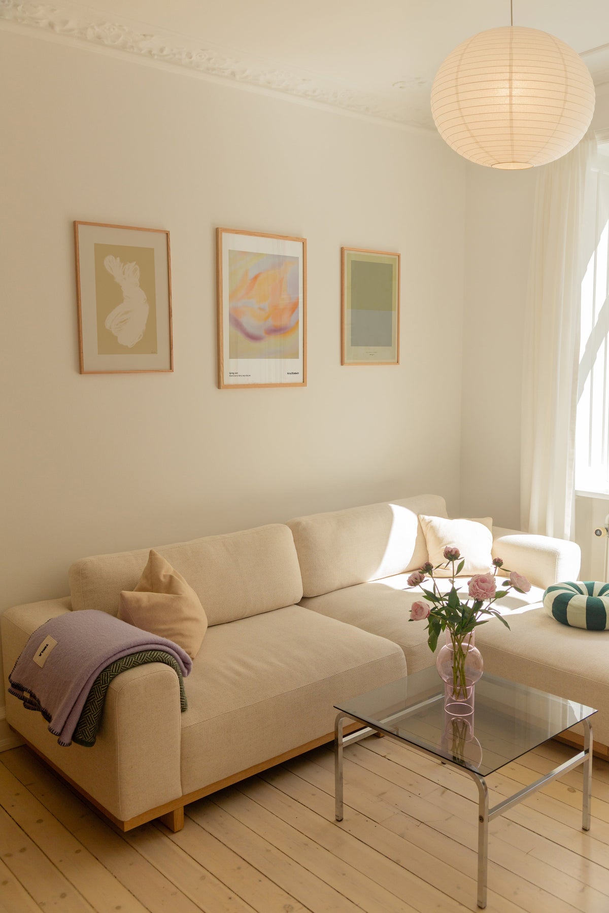 A living room in calm colours